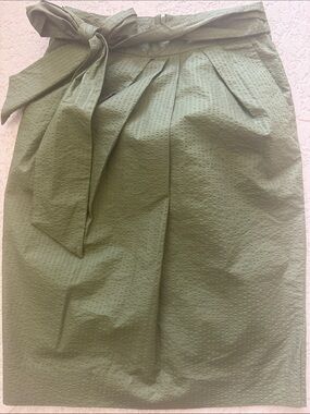 J. Crew Olive Green Paperbag Waist Pencil Skirt with Tie